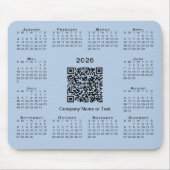 Einfacher 2026-Kalender-Geschäfts-QR-Code Hellblau Mousepad (Vorne)