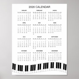 Einfacher 2026-Kalender mit Klaviertasten |  Poster
