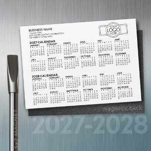 Einfacher 2027 2028 Kalender - Business Logo Magne Magnetkarte