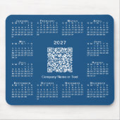 Einfacher 2027-Kalender-Geschäfts-QR-Code Blau Mousepad (Vorne)