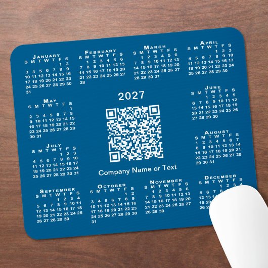 Einfacher 2027-Kalender-Geschäfts-QR-Code Blau Mousepad