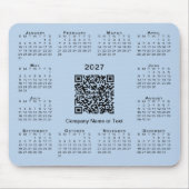 Einfacher 2027-Kalender-Geschäfts-QR-Code Hellblau Mousepad (Vorne)