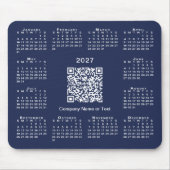 Einfacher 2027-Kalender-Geschäfts-QR-Code Marinebl Mousepad (Vorne)