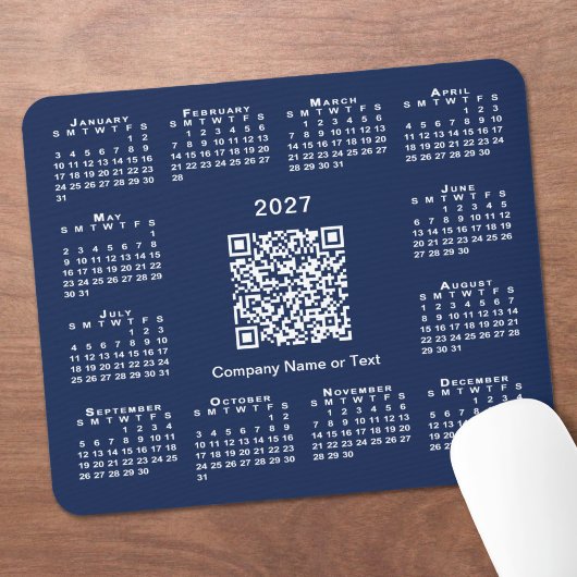 Einfacher 2027-Kalender-Geschäfts-QR-Code Marinebl Mousepad