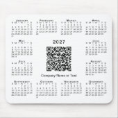 Einfacher 2027-Kalender-Geschäfts-QR-Code Weiß Mousepad (Vorne)