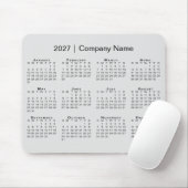 Einfacher 2027-Kalender mit Firmenname Grau Mousepad (Mit Mouse)