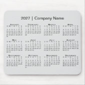 Einfacher 2027-Kalender mit Firmenname Grau Mousepad (Vorne)