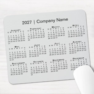 Einfacher 2027-Kalender mit Firmenname Grau Mousepad