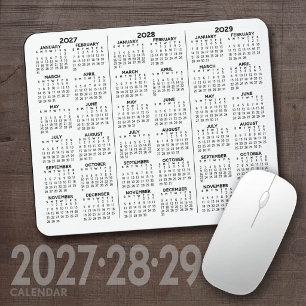Einfacher 3-Jahres-Kalender 2027 2028 2029 Minimal Mousepad