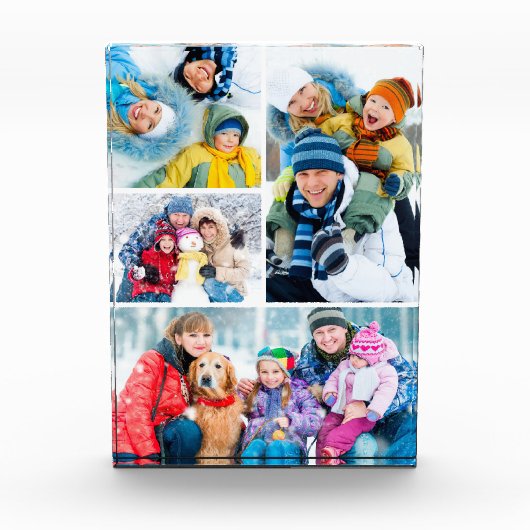 Einfacher 4-FotoCollage Akryllischer Foto Block (Vorderseite)