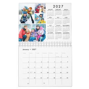 Einfacher 4 Fotos pro Monat 2027 Jahresübersicht Kalender