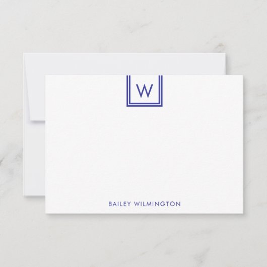 Einfacher Anfangsbuchstabe in Box Deep Blue Schrei Mitteilungskarte (Vorderseite)