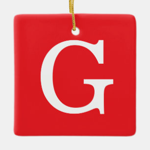 Einfacher Anfangsbuchstabe Monogramm Rot Weiß Schl Keramikornament