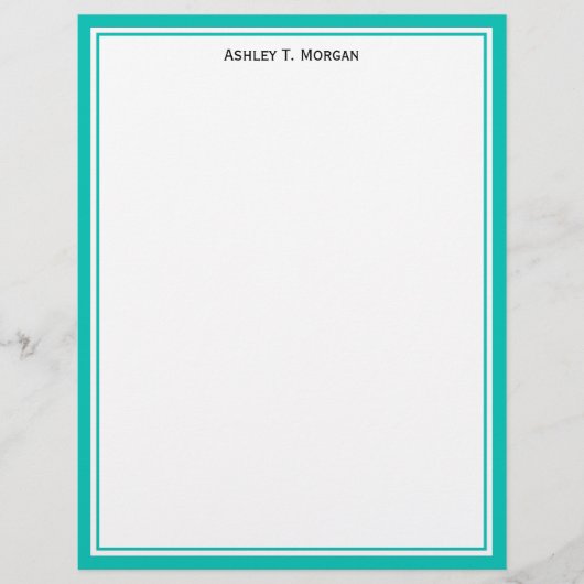 Einfacher Aquamariner Personalisierter Letterhead (Vorderseite)