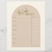 Einfacher Arch Minimal Text Weekly Meal Planner (Vorderseite)