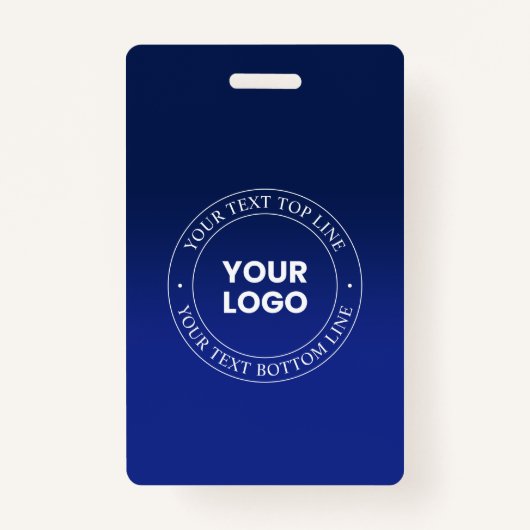 Einfacher Austausch von Logos und Text | Dunkelbla Ausweis (Vorderseite)