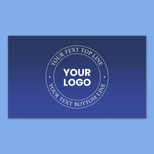 Einfacher Austausch von Logos und Text | Dunkelbla Rechteckiger Aufkleber