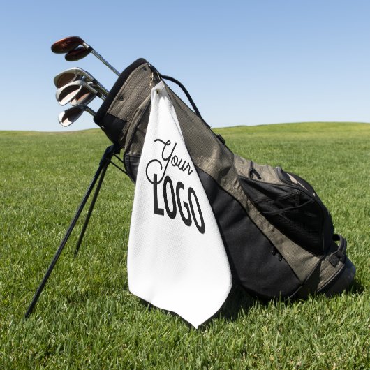 Einfacher Austausch von Logos | Weiß Golfhandtuch (Gras)