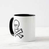 Einfacher B&W Schädel u. gekreuzte Knochen Tasse (Vorderseite Links)
