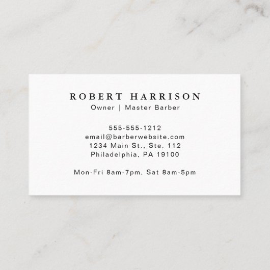 Einfacher Barbershop Beruflich Barber Visitenkarte (Rückseite)