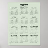 Einfacher Basis-Salbei-Grün-2027-Kalender Poster (Vorne)