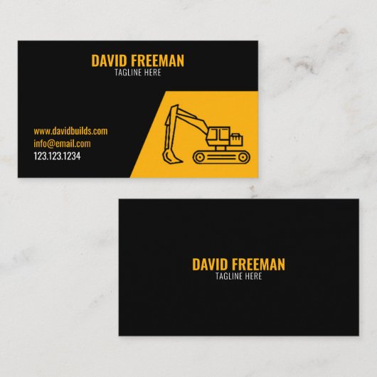 Einfacher Bau von Gelb- und Schwarzbaggern Visitenkarte (Vorne/Hinten)