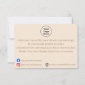 Einfacher beige Minimalismus Danke-Card Dankeskarte (Rückseite)