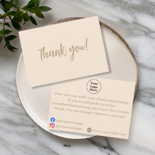 Einfacher beige Minimalismus Danke-Card Dankeskarte