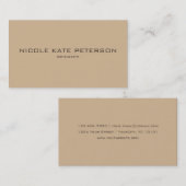 Einfacher beige Minimalistischer eleganter Berater Visitenkarte (Vorne/Hinten)