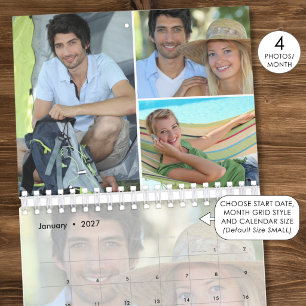Einfacher benutzerdefinierter Fotocollage 4 pro Mo Kalender