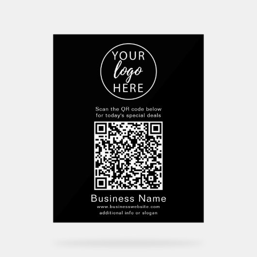 Einfacher benutzerdefinierter Geschäftslogo-QR-Cod Acrylschild (Vorderseite)