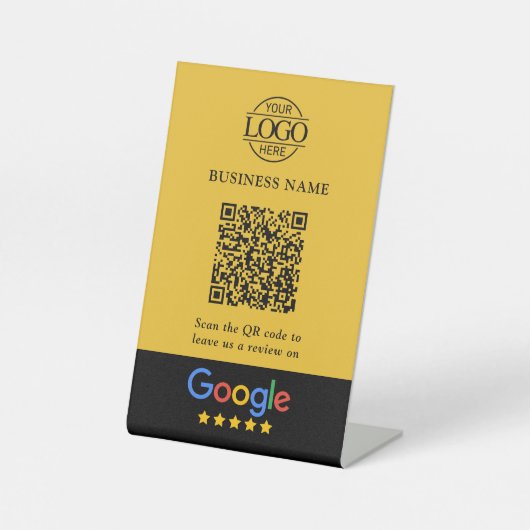 Einfacher benutzerdefinierter Google-Rezensions-QR Sockelschild (Vorderseite)