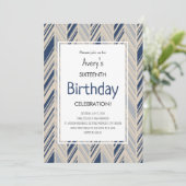 Einfacher blauer Chevron-Geburtstag Einladung (Stehend Vorderseite)
