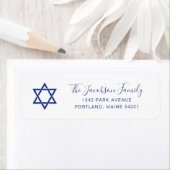 Einfacher blauer Davidstern-Hanukkah-Rücksendeadre (Insitu)
