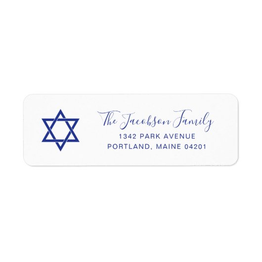 Einfacher blauer Davidstern-Hanukkah-Rücksendeadre (Vorne)