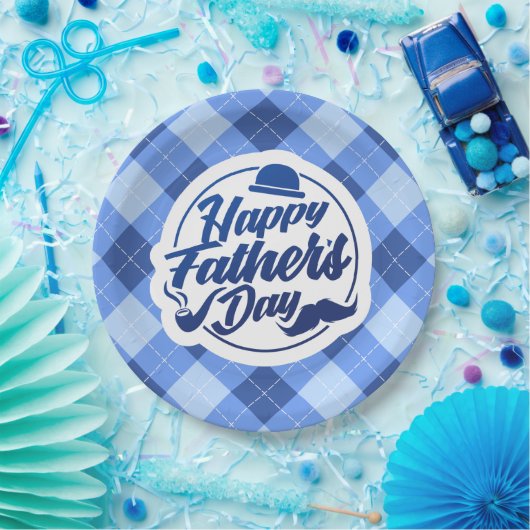 Einfacher blauer glücklicher Pappteller des (Party)