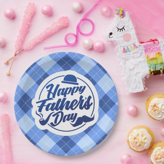 Einfacher blauer glücklicher Pappteller des (Party)