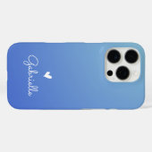 Einfacher blauer Gradient Herz Minimal Script Name Case-Mate iPhone Hülle (Rückseite (Horizontal))