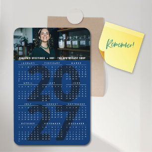 Einfacher blauer Kalender 2027 Minimalistischer Fe Magnet