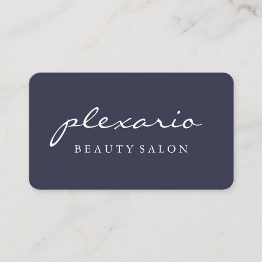 Einfacher BLAUER moderner Schönheits-Salon Visitenkarte (Vorderseite)