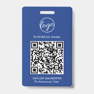 Einfacher Blauer QR-Code-Mitarbeiterausweis Ausweis