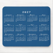 Einfacher blauer und weißer Kalender 2027 Mousepad (Vorne)