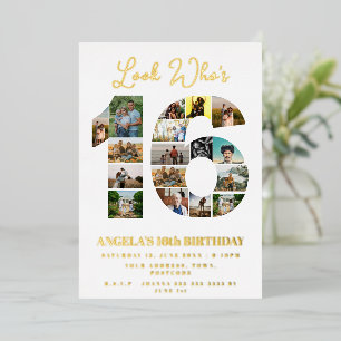 einfacher Blick wer ist 16 Foto-Collage Teenager-G Folieneinladung