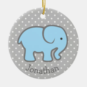 Einfacher Blue Elephant Polka Dot Design Keramik Ornament