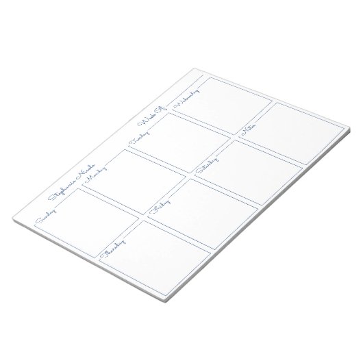 Einfacher Blue Thin Border Name Weekly Planner Notizblock (angewinkelt)