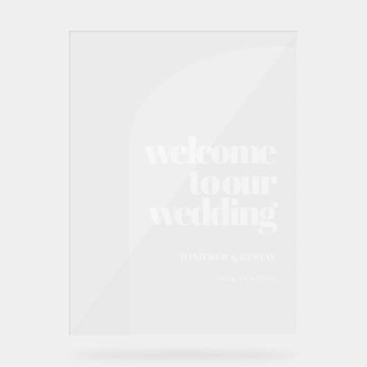 Einfacher Bogen Hochzeitsempfang Acrylschild (Vorderseite)