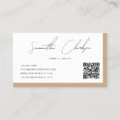 Einfacher Boho Moderner handgeschriebener QR-Code Visitenkarte (Rückseite)