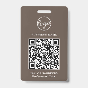 Einfacher brauner QR-Code Mitarbeiterausweis Ausweis