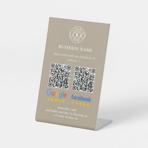 Einfacher Business Google & Facebook Bewertungen Q Sockelschild
