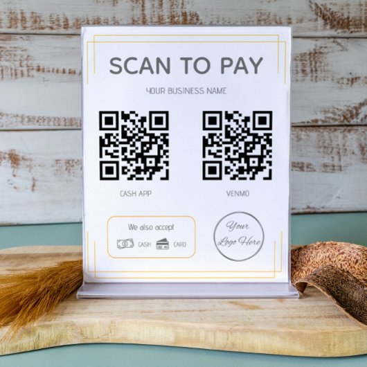 Einfacher Business Scan mit orangefarbenem 2 QR Co Poster